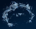 Low poly particles abstract vector background, polygonal fractal design, 3D dimensional element with connected lines, mesh object Royalty Free Stock Photo