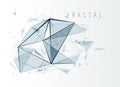 Low poly particles abstract vector background, polygonal fractal design, 3D dimensional element with connected lines, mesh object Royalty Free Stock Photo