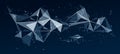 Low poly particles abstract vector background, polygonal fractal design, 3D dimensional element with connected lines, mesh object Royalty Free Stock Photo