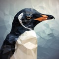 Low Poly Penguin Portrait In Surreal Style