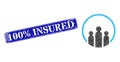Grunge 100 discount Insured Badge with People Lowpoly Icon Royalty Free Stock Photo
