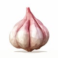 Low Poly Pink Garlic Bulb Illustration On White Background