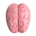 Low poly pink human brain. Top view. 3d rendering