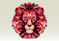 Low poly pink lion head