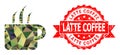 Textured Latte Coffee Seal And Aroma Cup Lowpoly Mocaic Military Camouflage Icon