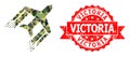 Distress Victoria Seal and Aviation Polygonal Mocaic Military Camouflage Icon