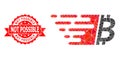 Grunge Not Possible Stamp Seal and Bitcoin Low-Poly Mocaic Icon Royalty Free Stock Photo
