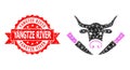 Grunge Yangtze River Stamp Seal And Cow Butchery Low-Poly Mocaic Icon Royalty Free Stock Photo