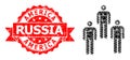 Distress America Russia Stamp Seal And People Low-Poly Mocaic Icon