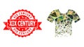 Distress XIX Century Stamp and Ragged T-Shirt Triangle Mocaic Military Camouflage Icon