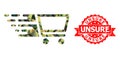 Textured Unsure Stamp Seal And Shopping Cart Low-Poly Mocaic Military Camouflage Icon