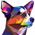 Low poly portrait of a dog. Polygonal vector illustration. Generative AI