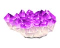 Low poly purple crystals on white background. Geometric amethyst gemstones vector design. Precious stones and mineral