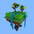 Low poly rendering of a little terrain with trees, 3d illustration Royalty Free Stock Photo