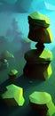 Low poly rocky landscape - stylized digital art