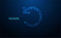 Low Poly Rotate Icon: Glowing Blue Circular Arrow Symbol for Refresh, Sync, UI Design, and Digital Interface Concepts Royalty Free Stock Photo