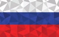 Low poly Russia flag vector illustration. Triangular Russian flag graphic. Russia country flag is a symbol of independence