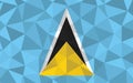 Low poly Saint Lucia flag vector illustration. Triangular Saint Lucian flag graphic. Saint Lucia country flag is a symbol of