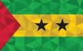 Low poly Sao Tome and Principe flag vector illustration. Triangular Sao Tomean flag graphic. Sao Tome and Principe country flag is Royalty Free Stock Photo