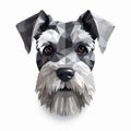 Low Poly Schnauzer Dog Head In Monochromatic Minimalist Style