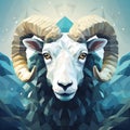 Low Poly Sheep Portrait In Surreal Style