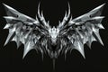 Low-poly silver dragon with large wings on a black background Royalty Free Stock Photo