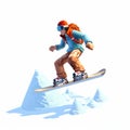 Low Poly Snowboarding: A Hyper-detailed 3d 8-bit Pixel Cartoon