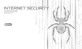 Low poly spider hacker attack danger. Web security virus data safety antivirus concept. Polygonal modern design business