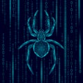 Low poly spider hacker attack danger. Web security virus data safety antivirus concept. Polygonal modern design business