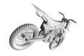 Low poly sport bike in gray. Perspective view. 3D. Vector illustration