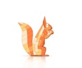 Low poly squirrel isolated on white background. Abstract polygonal squirrel. Squirrel eats a nut low poly vector illustration.