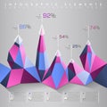 Low poly style abstract chart infographics