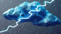 Low Poly Stormy Weather Illustration with Cloud Lightning and Rain Effects Royalty Free Stock Photo