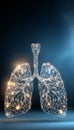 Low Poly Style Illustration of Human Lungs with Glowing Polygonal Mesh on Dark Background Royalty Free Stock Photo