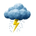 Low Poly Style Thunderstorm Cloud with Lightning and Raindrops image photo Royalty Free Stock Photo