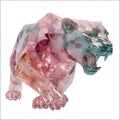 Low Poly Tiger With Colorful Crystal Shards And Glitter Effect Posed On White Background Realistic 3D Rendering Royalty Free Stock Photo