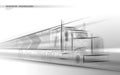 Low poly transport abstract truck. Lorry van fast delivery shipping logistic. Polygonal white gray speed highway