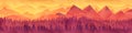 Low poly triangle geometrical background with mountain range over sunset.