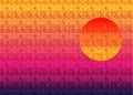 Low poly triangle geometrical background with sun over sunset. Multicolor polygonal vector illustration, which consist of triangle