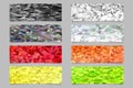 Low poly triangle tile mosaic banner template background set - trendy vector design elements from color triangles Royalty Free Stock Photo
