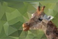 Low poly, triangular, giraffe head on green polygonal background Royalty Free Stock Photo