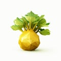 Yellow Turnip In Low Poly Style: Organic Sculpting And Energy-filled Illustrations