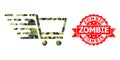 Grunge Zombie Stamp And Shopping Cart Polygonal Mocaic Military Camouflage Icon