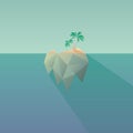 Low poly tropical island with long shadow. Modern