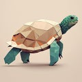 Low poly turtle isolated on a white background. Polygonal style.