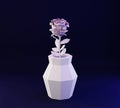 Low poly vase with paper rose, paper sculpture, low poly papecraft, paper home decor