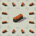 Low poly vector isometric sushi with omelette