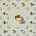 Low poly vector isometric sushi with omelette