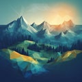 Low poly vector mountain landscape illustration Royalty Free Stock Photo