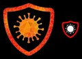 Vector Triangle Filled Virus Shield Icon with Flame Gradient Royalty Free Stock Photo